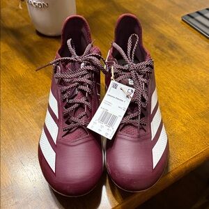Adidas Men's Maroon and White Sports Sneakers